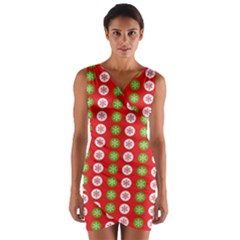 Festive Pattern Christmas Holiday Wrap Front Bodycon Dress by Amaryn4rt