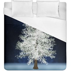 Tree Pine White Starlight Night Winter Christmas Duvet Cover (king Size) by Amaryn4rt