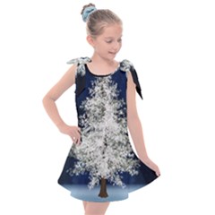 Tree Pine White Starlight Night Winter Christmas Kids  Tie Up Tunic Dress by Amaryn4rt