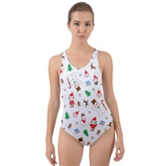 Christmas Shading Pattern Cut-out Back One Piece Swimsuit by Amaryn4rt