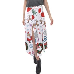 Christmas Theme Decor Illustration Pattern Velour Split Maxi Skirt by Amaryn4rt