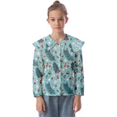 Seamless-pattern-with-berries-leaves Kids  Peter Pan Collar Blouse by Amaryn4rt