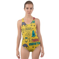 Colorful-funny-christmas-pattern Cool Ho Ho Ho Lol Cut-out Back One Piece Swimsuit by Amaryn4rt