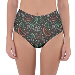 Seamless-vector-pattern-with-watermelons-mint -- Reversible High-waist Bikini Bottoms