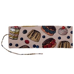 Seamless-pattern-with-sweet-cakes-berries Roll Up Canvas Pencil Holder (m)