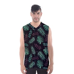 Abstract-seamless-pattern-with-tropical-leaves-hand-draw-texture-vector Men s Basketball Tank Top