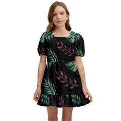 Abstract-seamless-pattern-with-tropical-leaves-hand-draw-texture-vector Kids  Short Sleeve Dolly Dress by Amaryn4rt