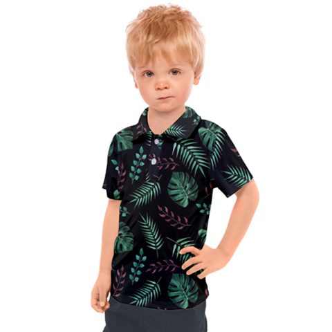 Tropical Leaves Pattern Kids  Polo T-shirt by Amaryn4rt