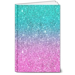 Pink And Turquoise Glitter 8  X 10  Hardcover Notebook by Sarkoni