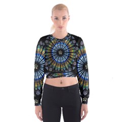 Mandala Floral Wallpaper Rose Window Strasbourg Cathedral France Cropped Sweatshirt