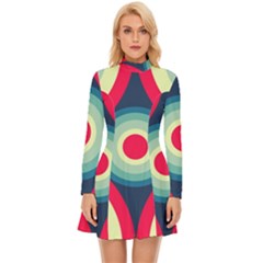 Circle Pattern Repeat Design Long Sleeve Velour Longline Dress by Pakjumat