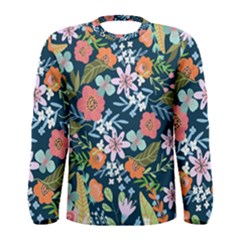 Flowers Flower Flora Nature Floral Background Painting Men s Long Sleeve T-shirt