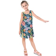 Flowers Flower Flora Nature Floral Background Painting Kids  Sleeveless Dress