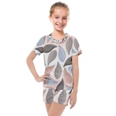 Leaves Pastel Background Nature Kids  Mesh T-shirt And Shorts Set