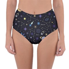 Starry Night  Space Constellations  Stars  Galaxy  Universe Graphic  Illustration Reversible High-waist Bikini Bottoms