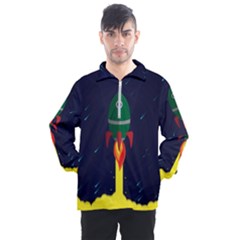 Rocket Halftone Astrology Astronaut Men s Half Zip Pullover by Pakjumat