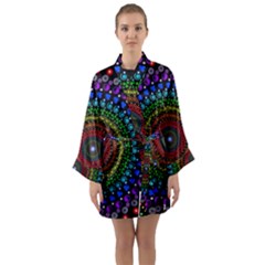 3d Psychedelic Shape Circle Dots Color Long Sleeve Satin Kimono by Modalart