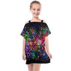 Psychedelic Bubbles Abstract Kids  One Piece Chiffon Dress by Modalart