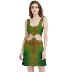 Psychedelic Screen Trippy Velour Cutout Dress by Modalart