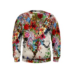 Valentine s Day Heart Artistic Psychedelic Kids  Sweatshirt by Modalart