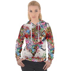 Valentine s Day Heart Artistic Psychedelic Women s Overhead Hoodie by Modalart