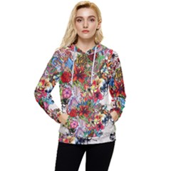 Valentine s Day Heart Artistic Psychedelic Women s Lightweight Drawstring Hoodie by Modalart