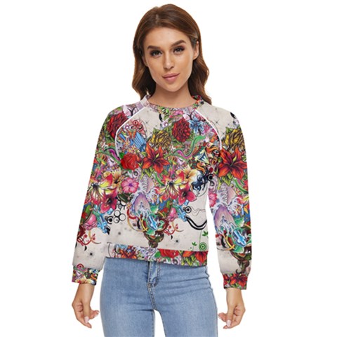 Valentine s Day Heart Artistic Psychedelic Women s Long Sleeve Raglan T-shirt by Modalart