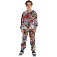 Valentine s Day Heart Artistic Psychedelic Kids  Sweatshirt Set by Modalart