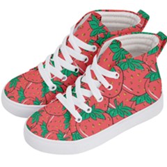 Texture Sweet Strawberry Dessert Food Summer Pattern Kids  Hi-top Skate Sneakers by Sarkoni