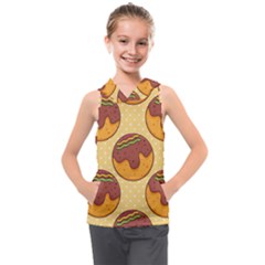 Takoyaki Food Seamless Pattern Kids  Sleeveless Hoodie