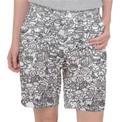 Food Doodle Pattern Women s Pocket Shorts by Sarkoni