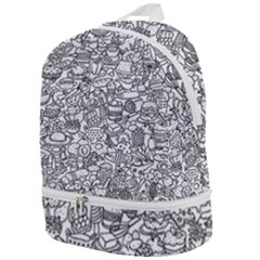 Food Doodle Pattern Zip Bottom Backpack by Sarkoni