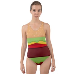 Cake Cute Burger Cut-out Back One Piece Swimsuit by Dutashop