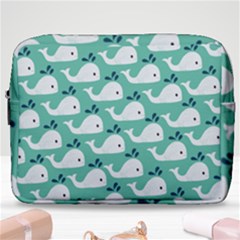 Whale Sea Blue Make Up Pouch (large) by Dutashop