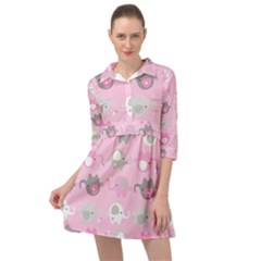 Animals Elephant Pink Cute Mini Skater Shirt Dress by Dutashop