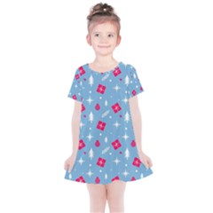 Christmas  Xmas Pattern Vector With Gifts And Pine Tree Icons Kids  Simple Cotton Dress