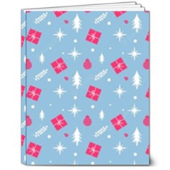 Christmas  Xmas Pattern Vector With Gifts And Pine Tree Icons 8  X 10  Hardcover Notebook by Sarkoni