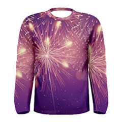 Fireworks On A Purple With Fireworks New Year Christmas Pattern Men s Long Sleeve T-shirt by Sarkoni