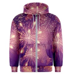 Fireworks On A Purple With Fireworks New Year Christmas Pattern Men s Zipper Hoodie