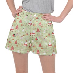 Christmas Pattern Christmas Tree Santa Women s Ripstop Shorts by Sarkoni