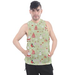 Christmas Pattern Christmas Tree Santa Men s Sleeveless Hoodie by Sarkoni