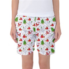 Christmas Santa Pattern Tree Women s Basketball Shorts by Sarkoni