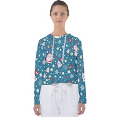 Christmas Pattern Santa Blue Women s Slouchy Sweat