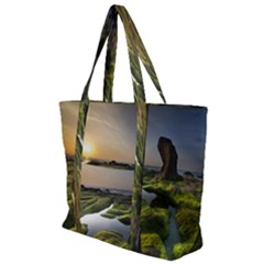 Coast Algae Sea Beach Shore Zip Up Canvas Bag by Sarkoni