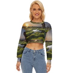 Coast Algae Sea Beach Shore Lightweight Long Sleeve Sweatshirt by Sarkoni