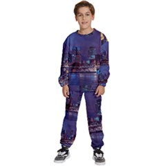 Frankfurt City Skyline Skyscraper Kids  Sweatshirt Set by Sarkoni