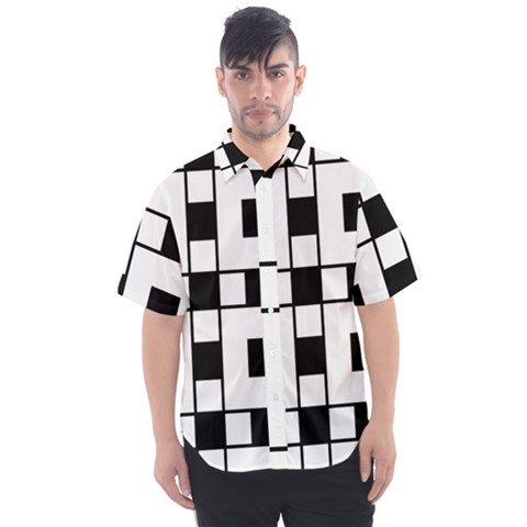 Black And White Pattern Men s Short Sleeve Shirt by Amaryn4rt