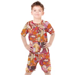 Abstract Abstraction Pattern Moder Kids  T-shirt And Shorts Set