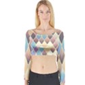 Abstract Colorful Diamond Background Tile Long Sleeve Crop Top View1