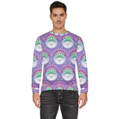 Background Floral Pattern Purple Men s Fleece Sweatshirt